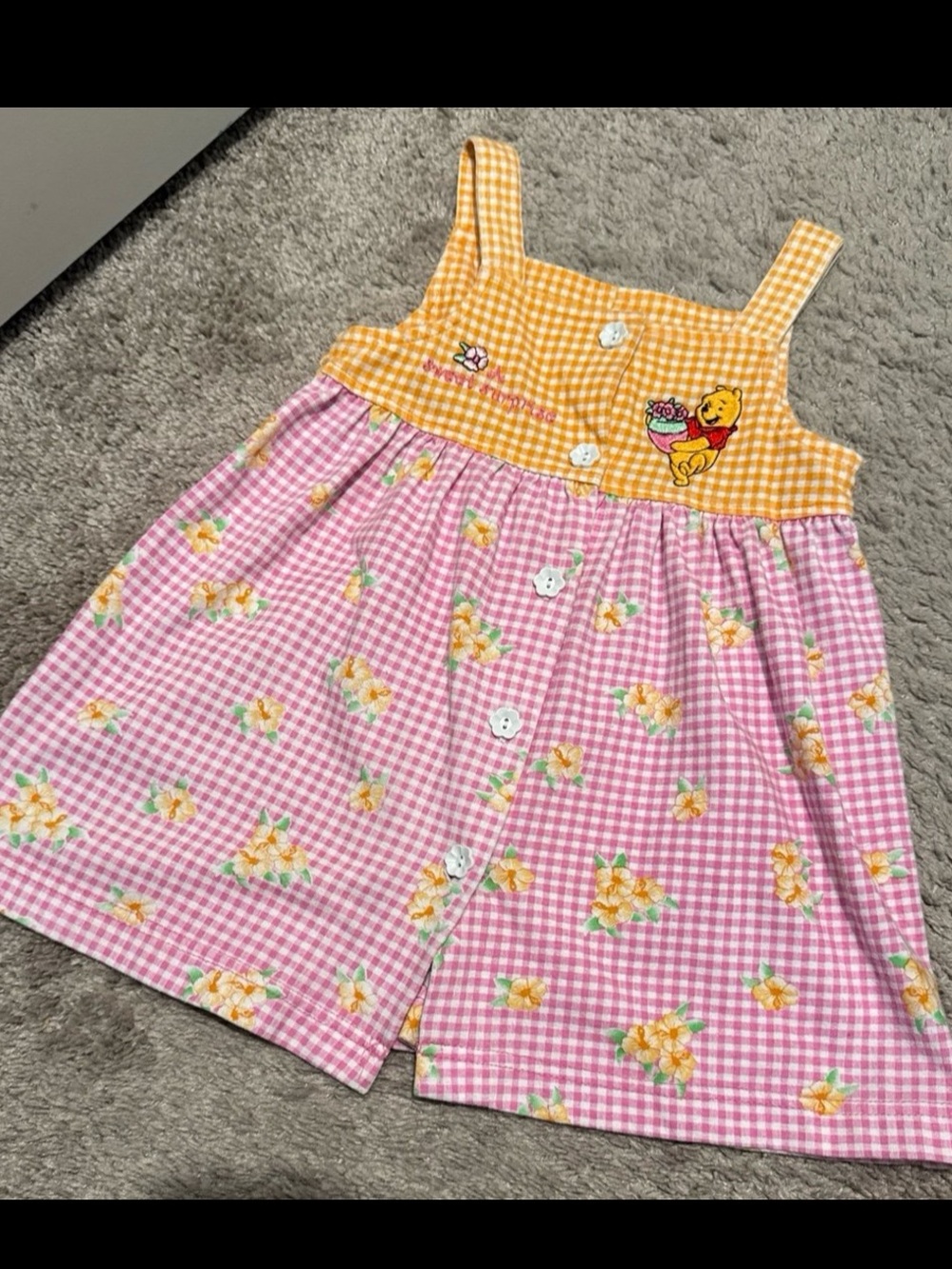 Vintage Winnie the Pooh Gingham Floral dress